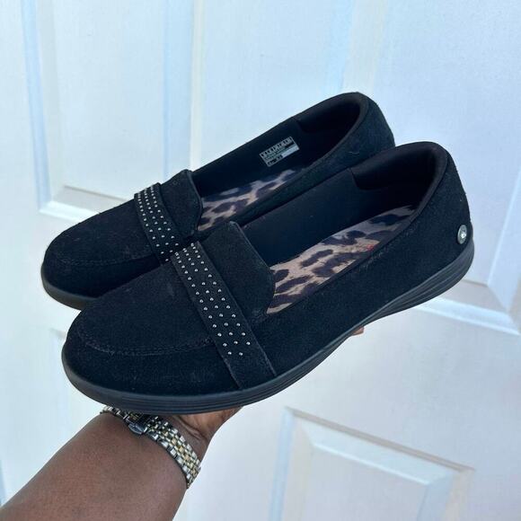 Skechers Women’s Leather Stud Embellished Loafers Size 9 Black - Picture 13 of 17